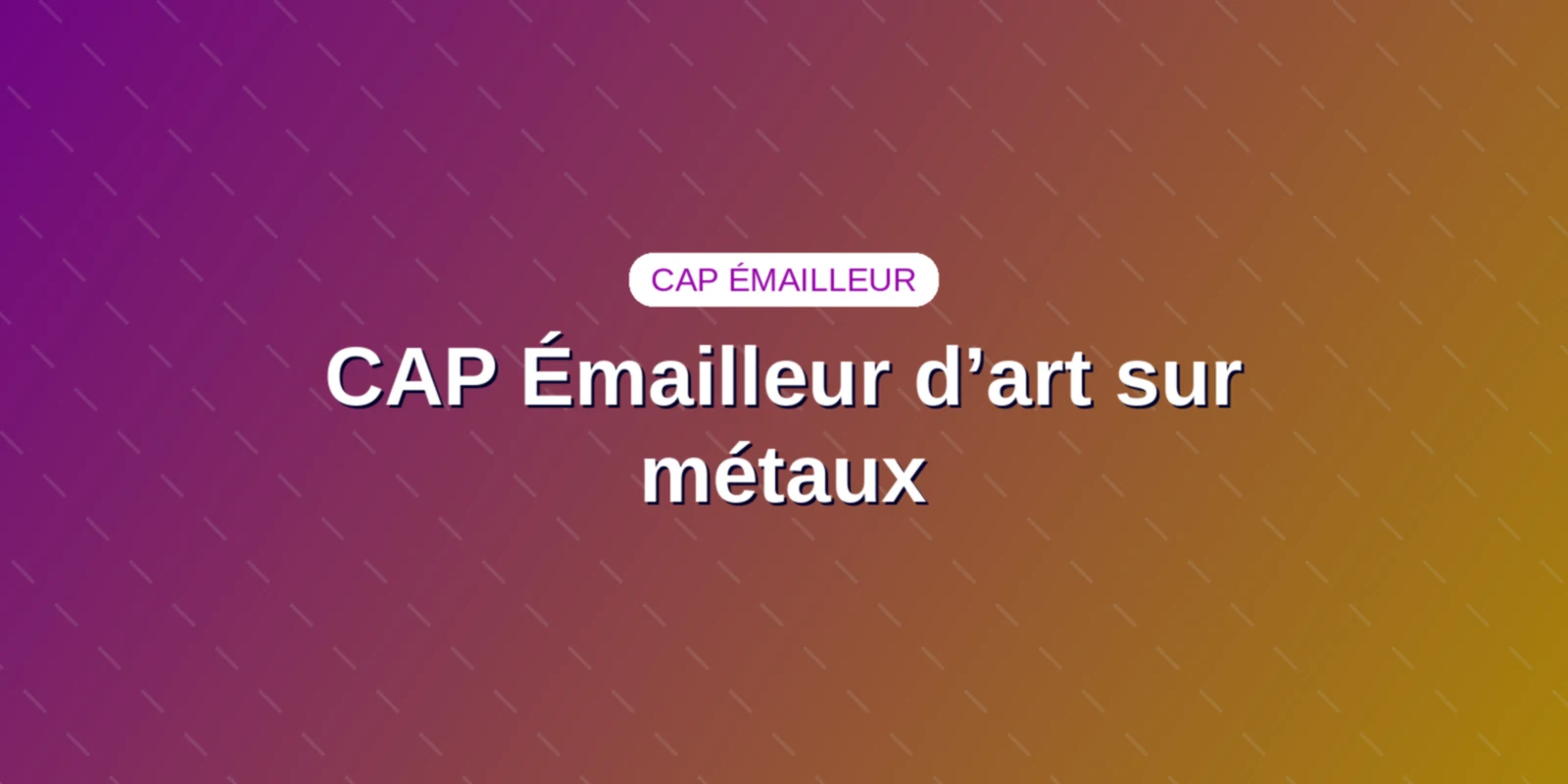 Couverture : CAP Émailleur d’art sur métaux : programme et matières